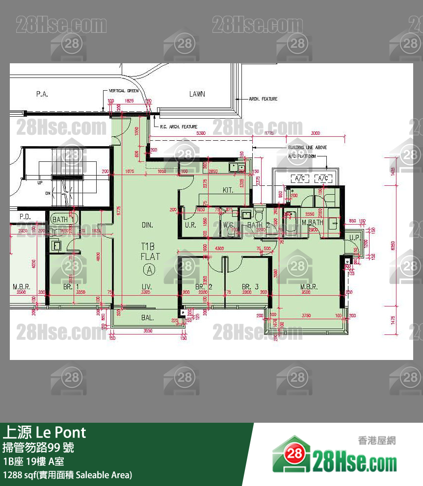 上源 大廈 1B座 19樓 A室 平面圖
