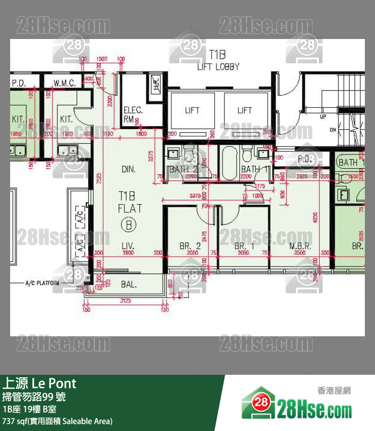 上源 大廈 1B座 19樓 B室 平面圖