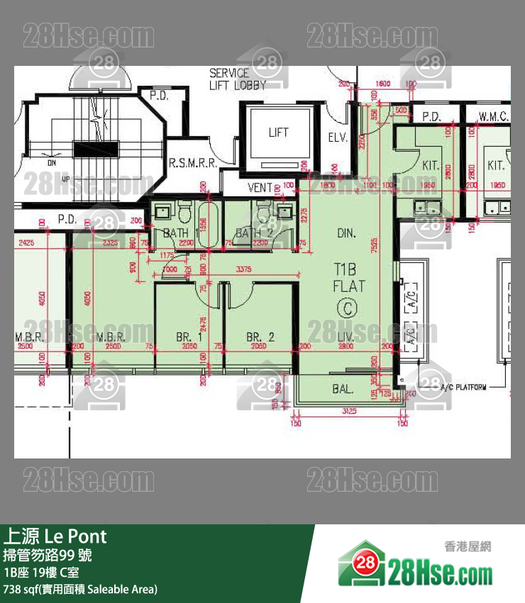 上源 大廈 1B座 19樓 C室 平面圖