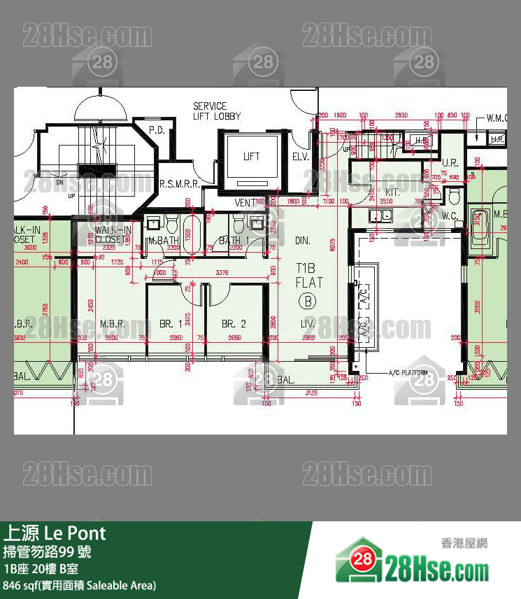 上源 大廈 1B座 20樓 B室 平面圖