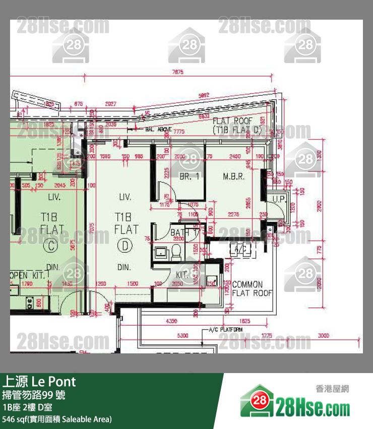 上源 大廈 1B座 2樓 D室 平面圖