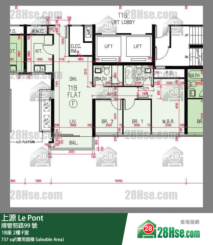 上源 大廈 1B座 2樓 F室 平面圖