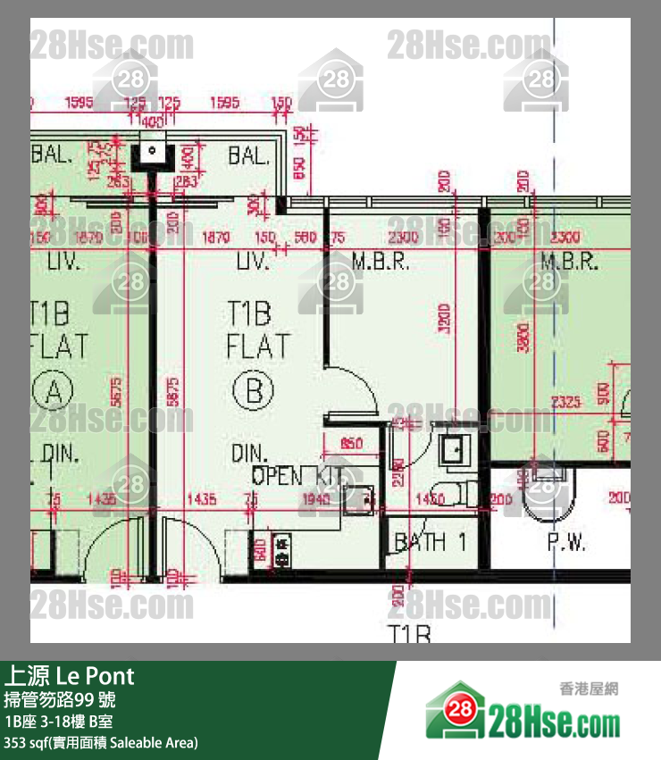 上源 大廈 1B座 5樓 B室 平面圖