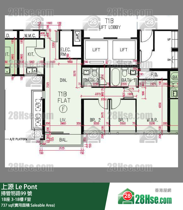 上源 大廈 1B座 10樓 F室 平面圖