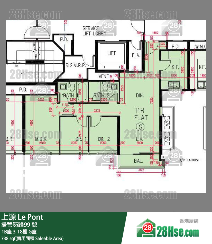 上源 大廈 1B座 18樓 G室 平面圖