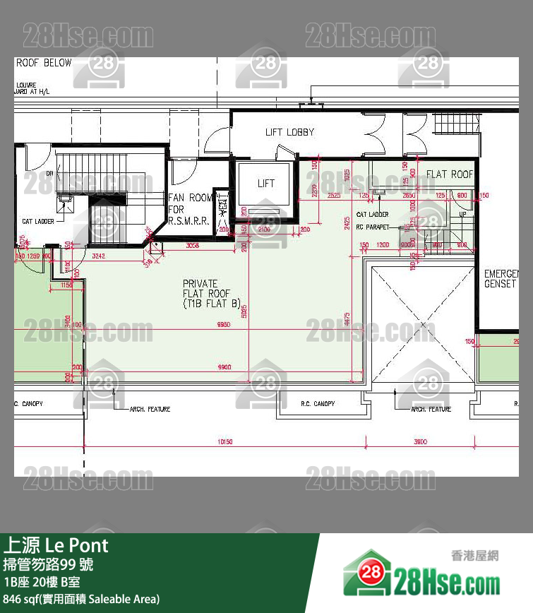 上源 大廈 1B座 20樓 B室 平面圖
