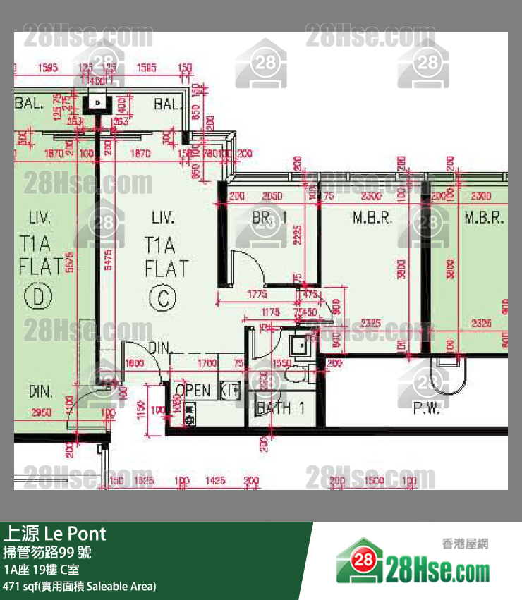 上源 大廈 1A座 19樓 C室 平面圖