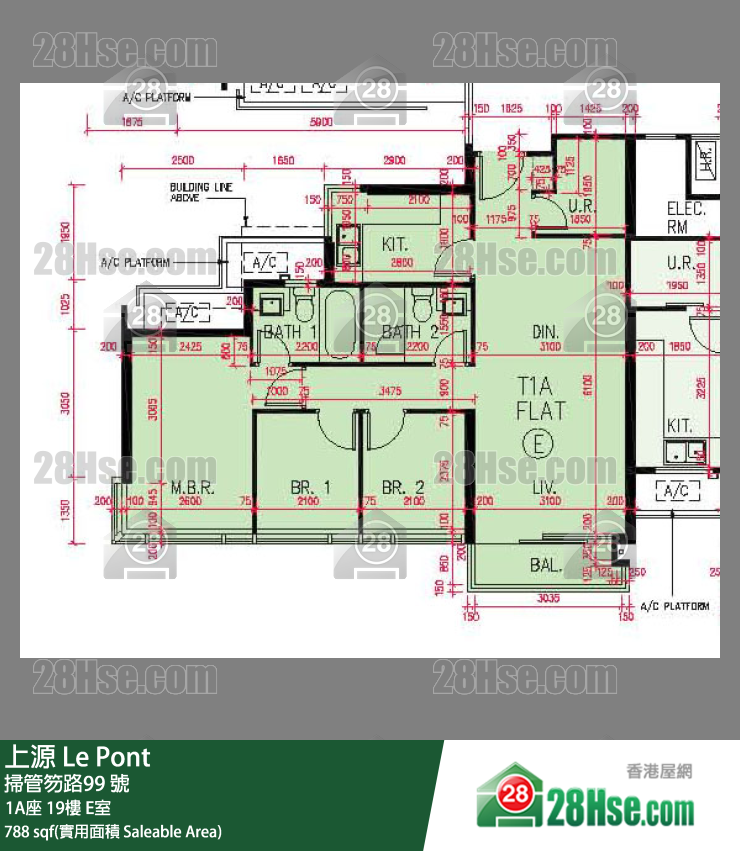 上源 大廈 1A座 19樓 E室 平面圖