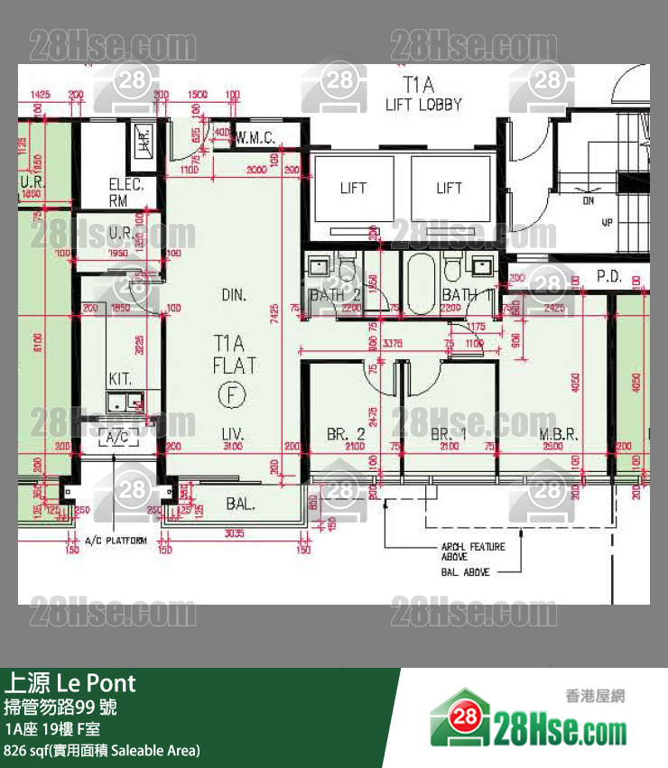 上源 大厦 1A座 19楼 F室 平面图