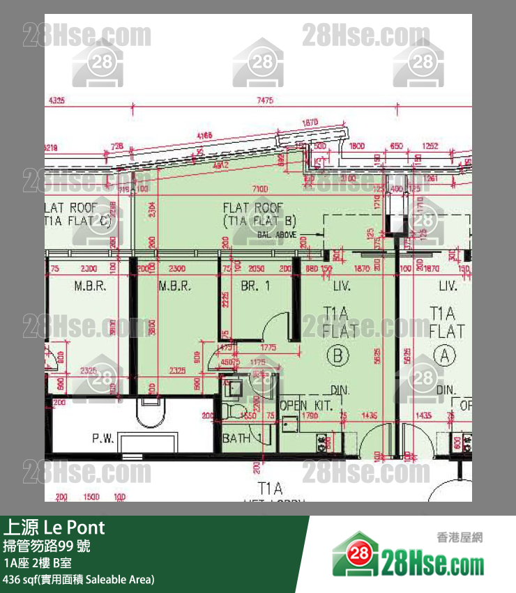 上源 大厦 1A座 2楼 B室 平面图