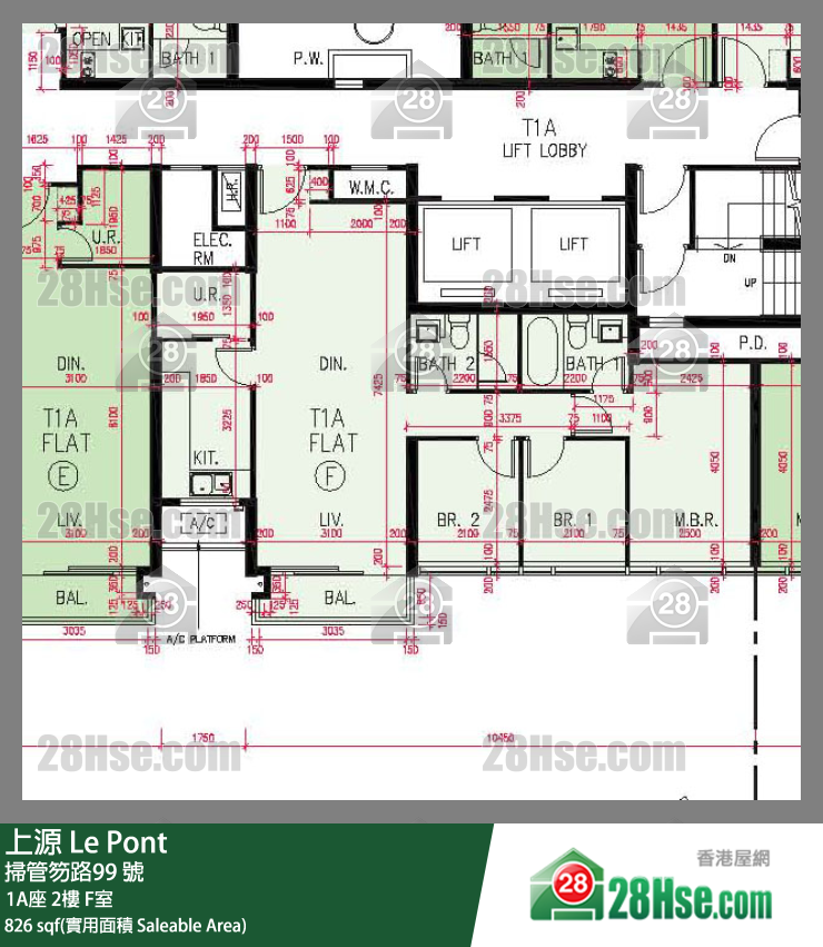 上源 大廈 1A座 2樓 F室 平面圖