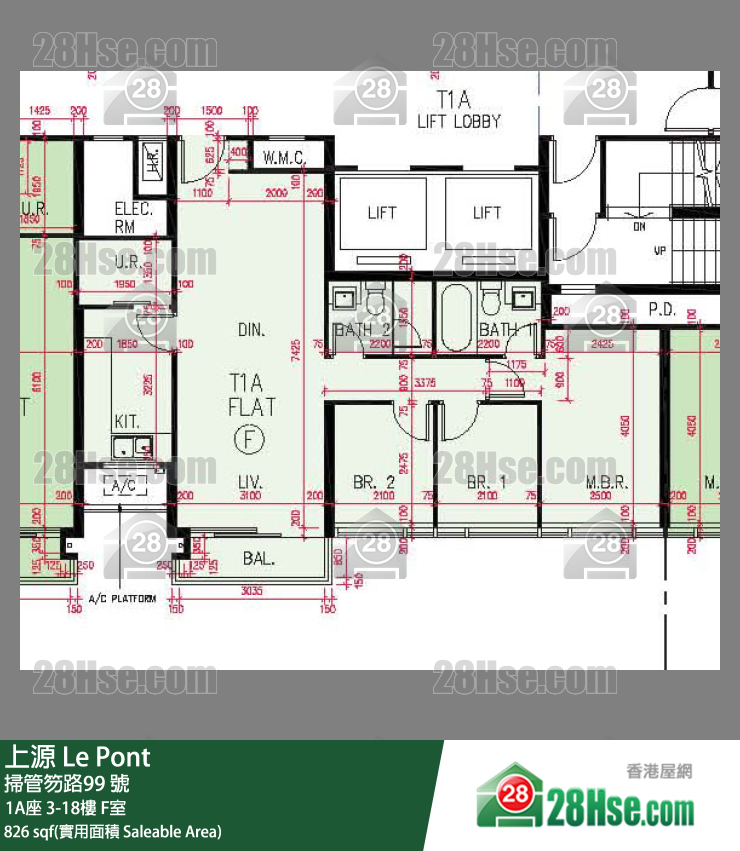 上源 大廈 1A座 11樓 F室 平面圖