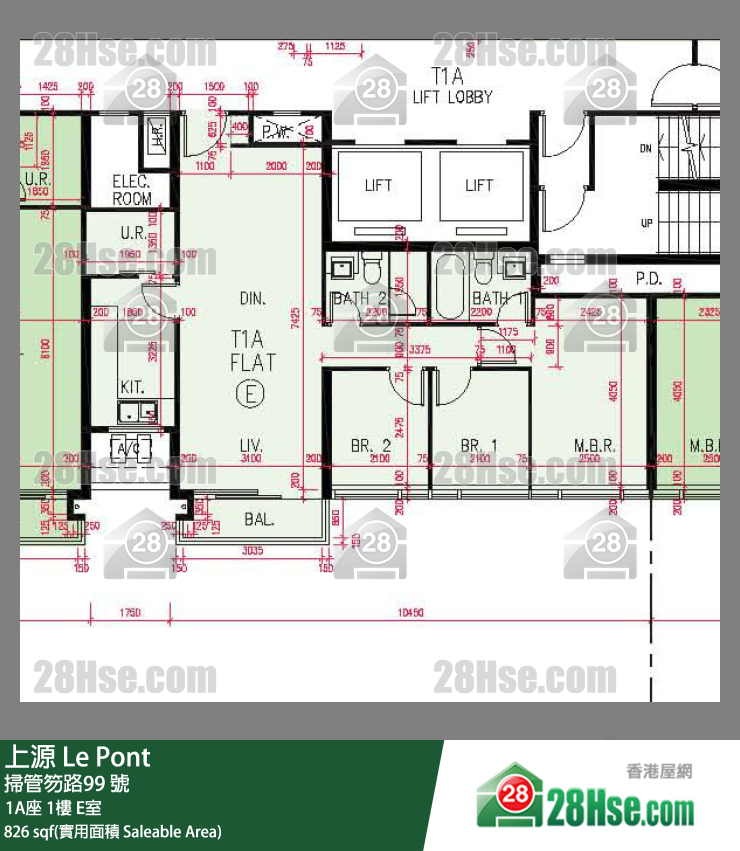 上源 大廈 1A座 1樓 E室 平面圖