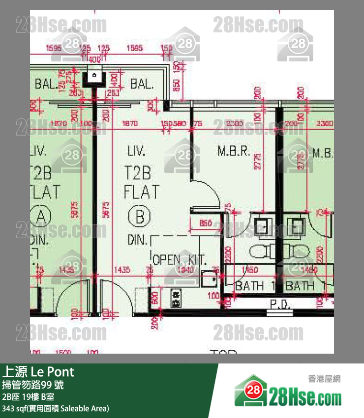 上源 大廈 2B座 19樓 B室 平面圖