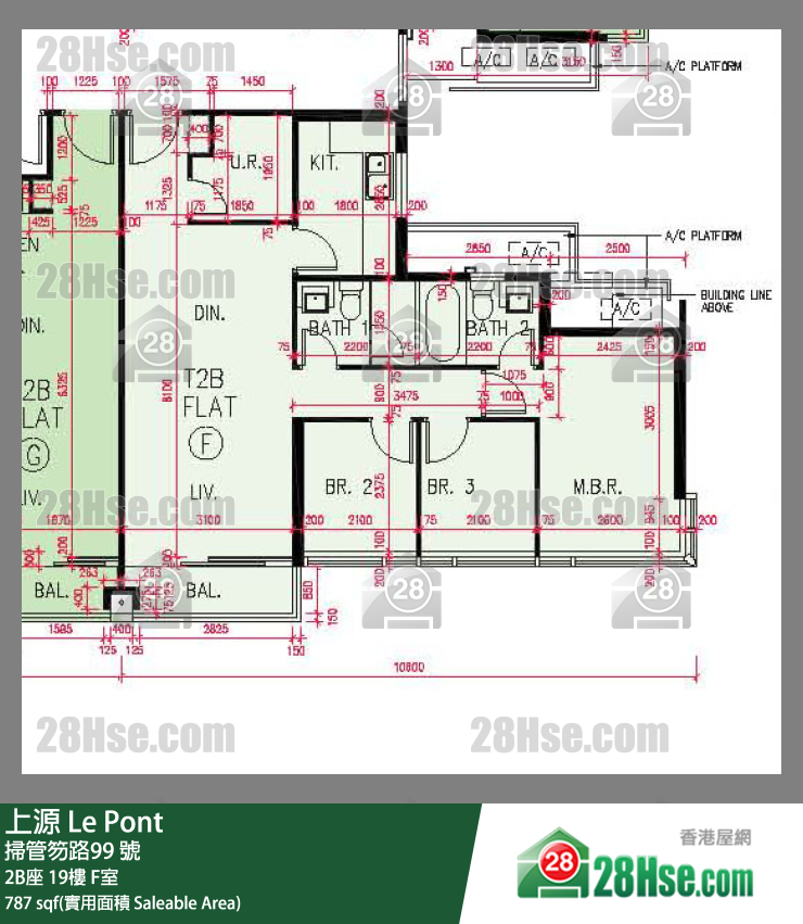 上源 大廈 2B座 19樓 F室 平面圖