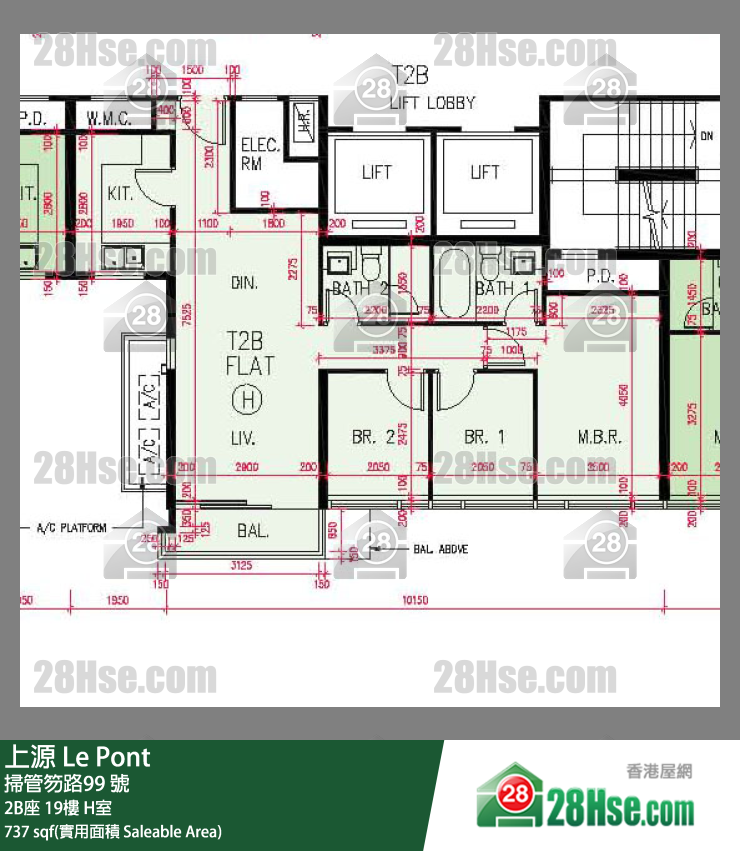 上源 大廈 2B座 19樓 H室 平面圖