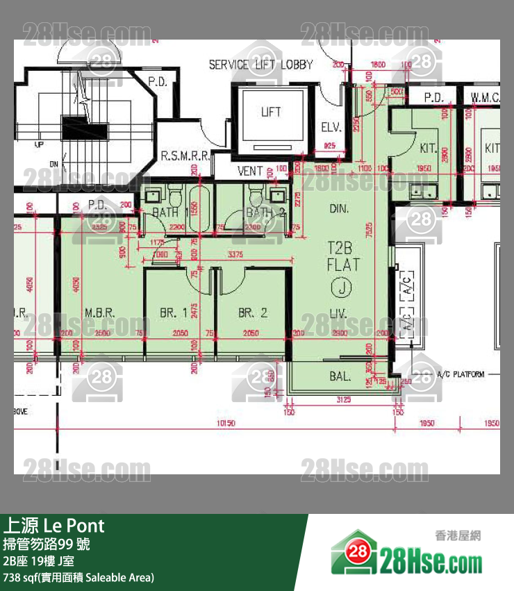 上源 大廈 2B座 19樓 J室 平面圖