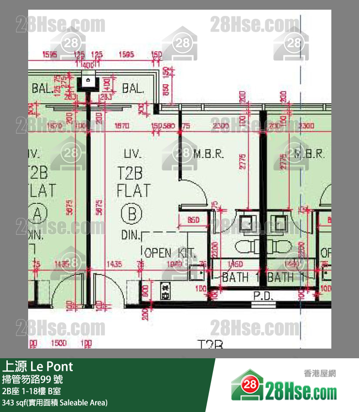 上源 大廈 2B座 2樓 B室 平面圖