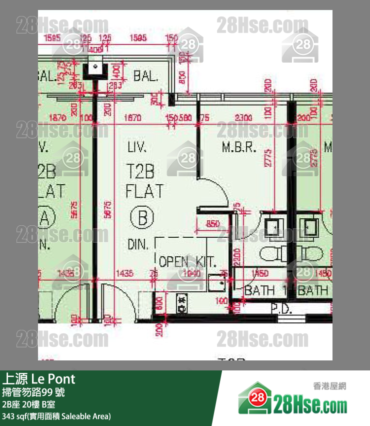 上源 大廈 2B座 20樓 B室 平面圖