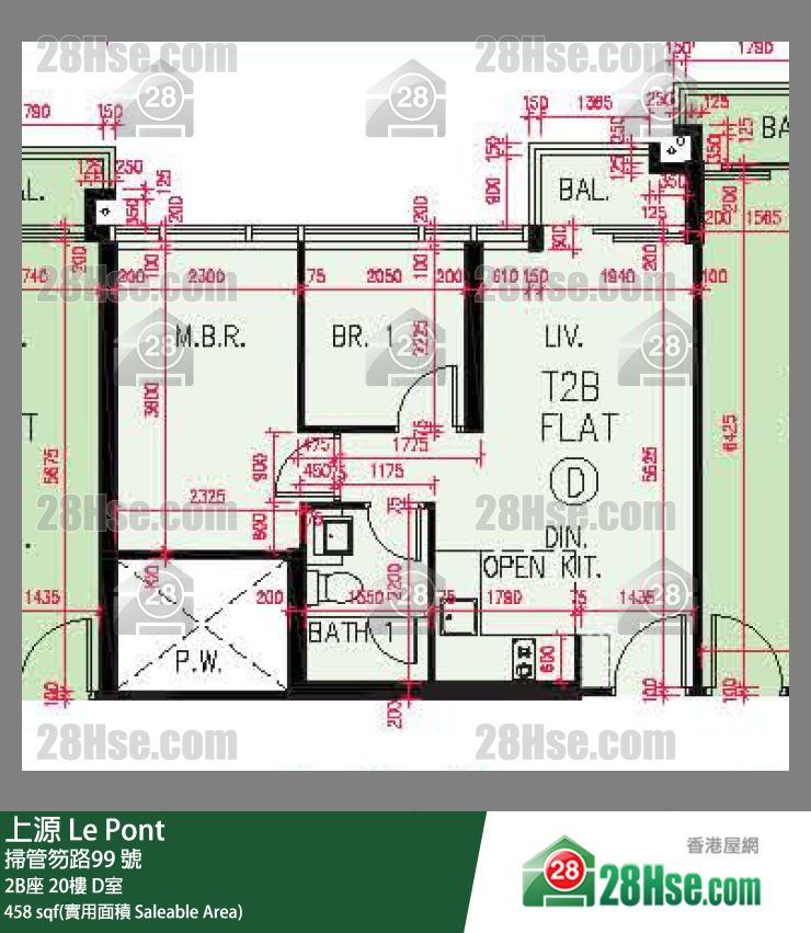 上源 大廈 2B座 20樓 D室 平面圖