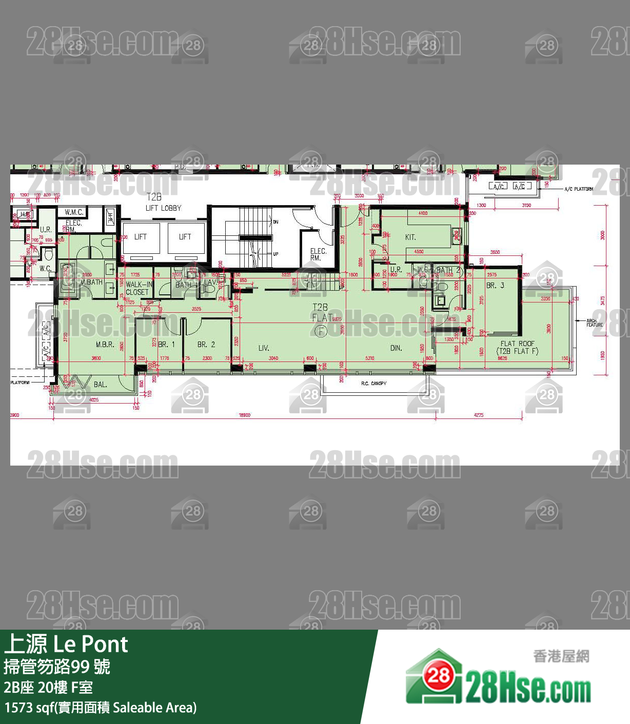 上源 大廈 2B座 20樓 F室 平面圖