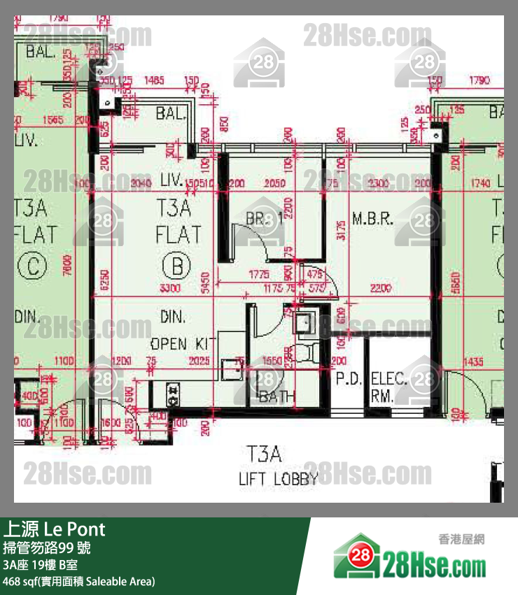 上源 大廈 3A座 19樓 B室 平面圖