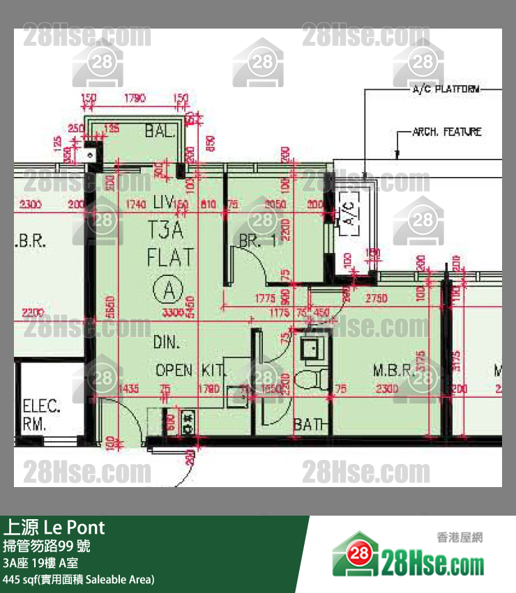 上源 大廈 3A座 19樓 A室 平面圖