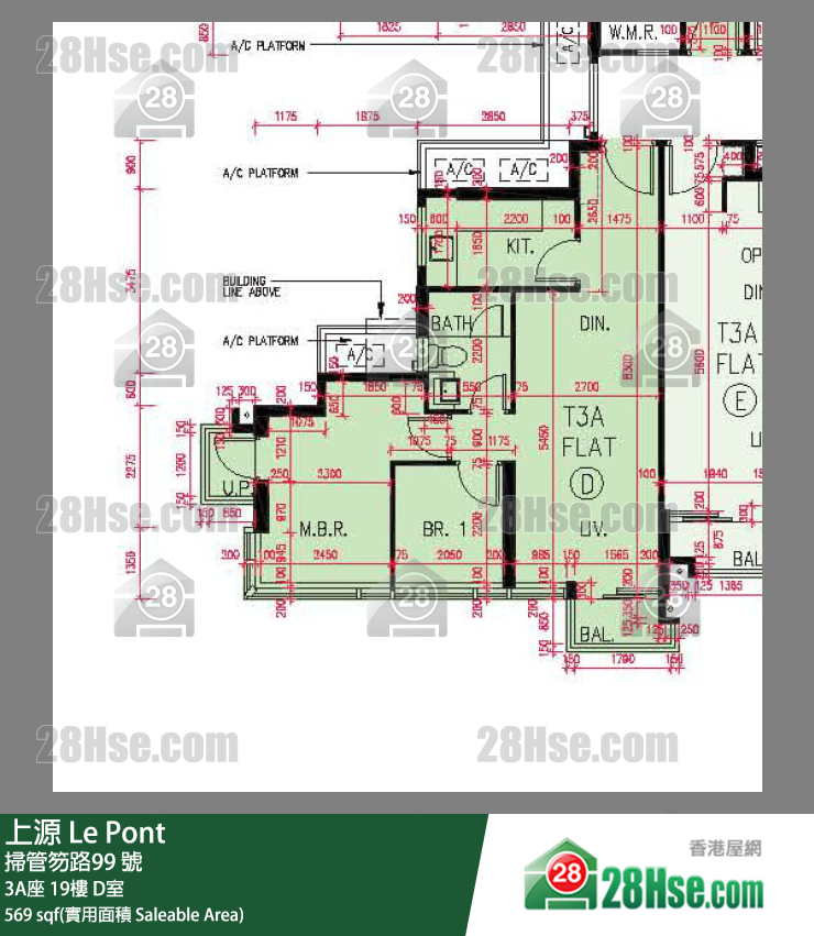 上源 大廈 3A座 19樓 D室 平面圖