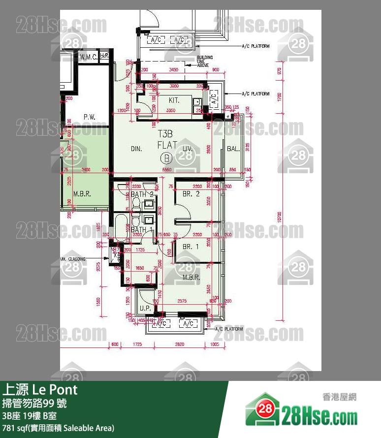 上源 大廈 3B座 19樓 B室 平面圖