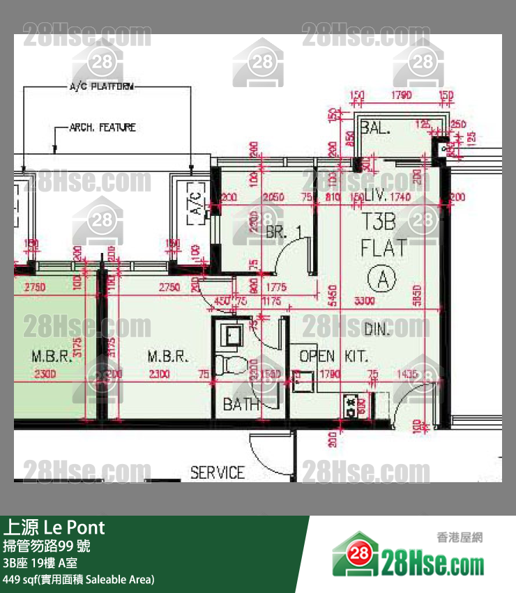 上源 大廈 3B座 19樓 A室 平面圖