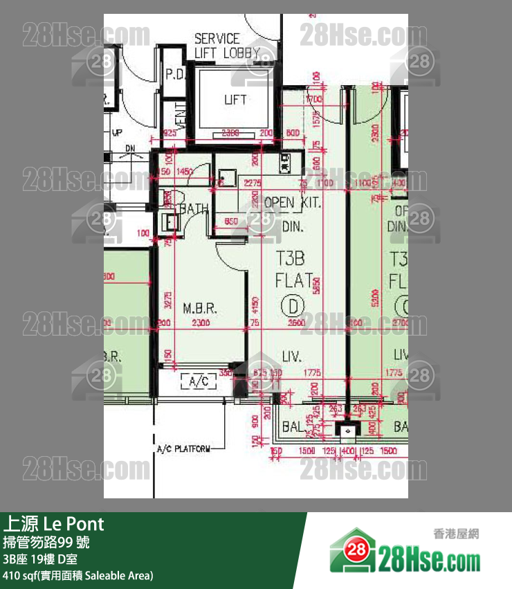 上源 大廈 3B座 19樓 D室 平面圖