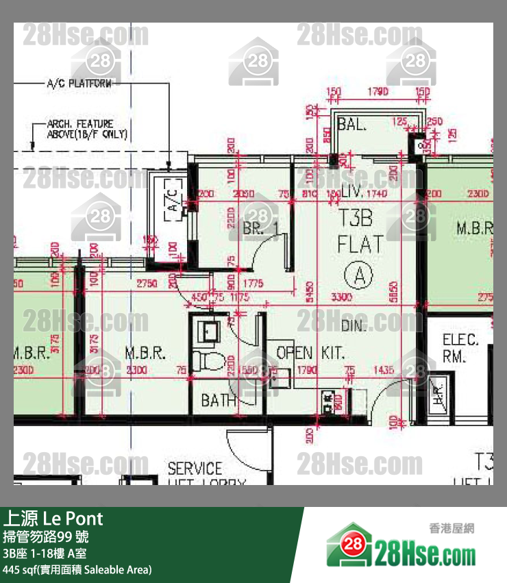 上源 大廈 3B座 6樓 A室 平面圖