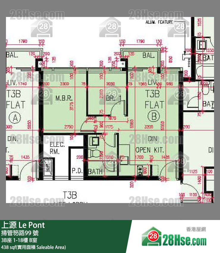 上源 大廈 3B座 9樓 B室 平面圖