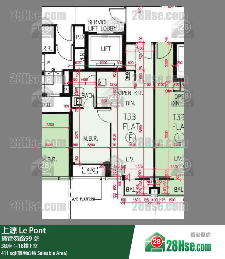 上源 大廈 3B座 1樓 F室 平面圖