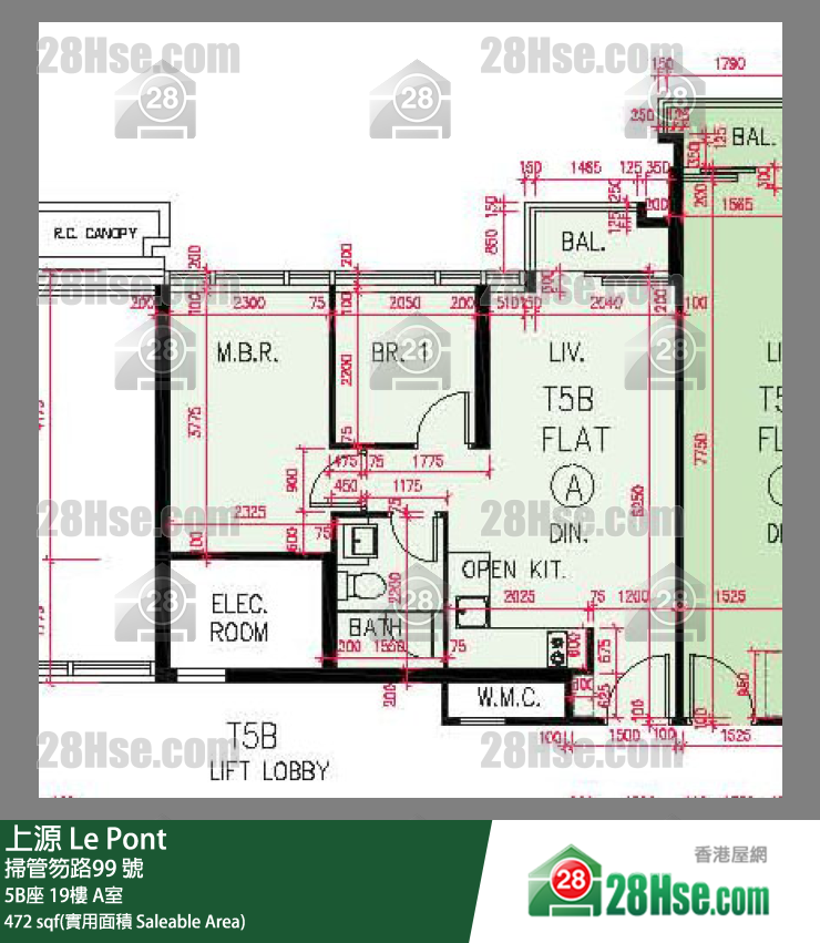 上源 大廈 5B座 19樓 A室 平面圖