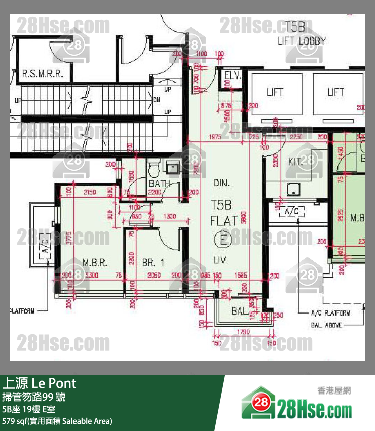 上源 大廈 5B座 19樓 E室 平面圖