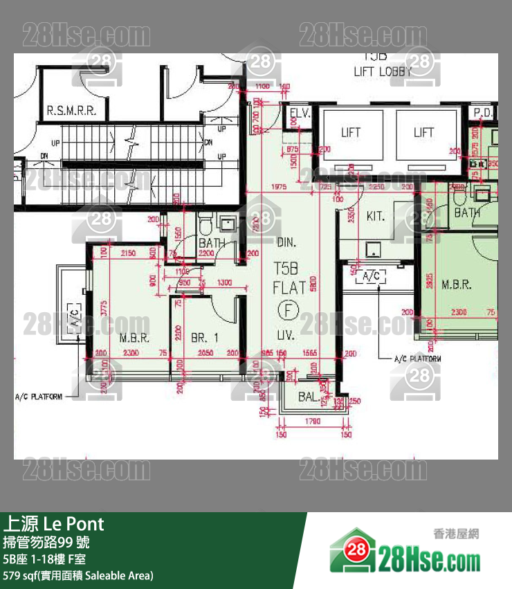 上源 大廈 5B座 10樓 F室 平面圖