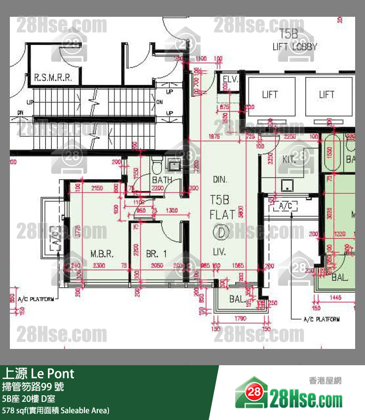 上源 大廈 5B座 20樓 D室 平面圖