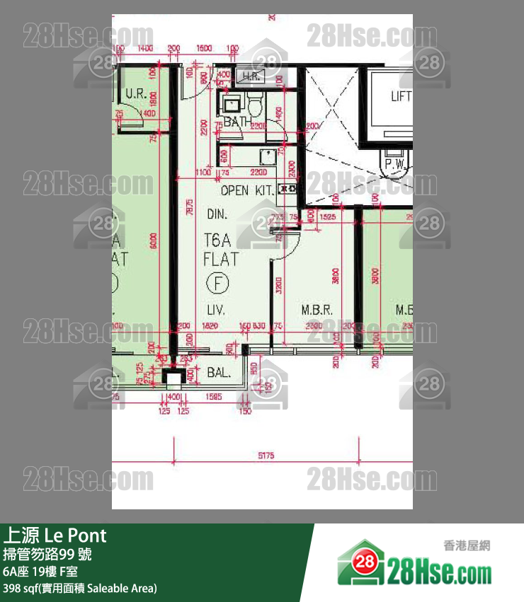 上源 大廈 6A座 19樓 F室 平面圖
