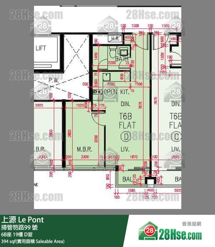 上源 大廈 6B座 19樓 D室 平面圖