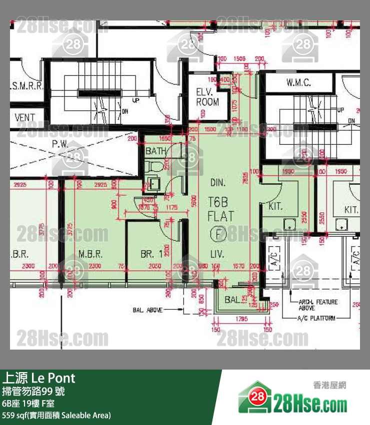 上源 大廈 6B座 19樓 F室 平面圖