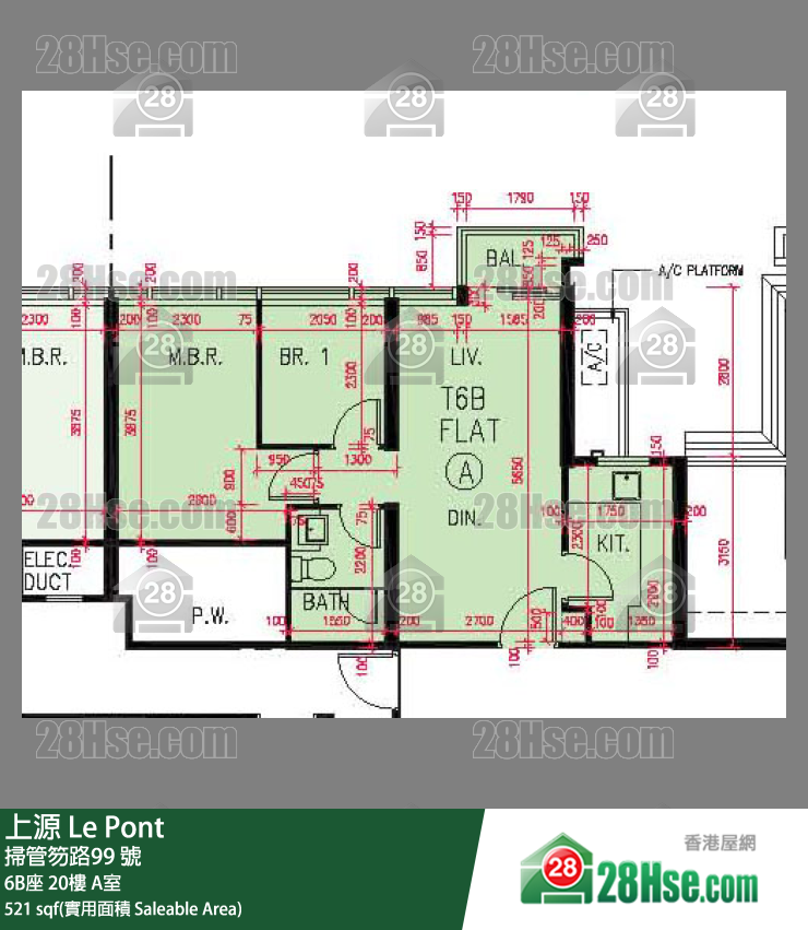 上源 大廈 6B座 20樓 A室 平面圖
