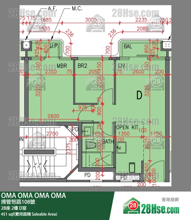 OMA OMA 2B座 2楼 D室 平面图