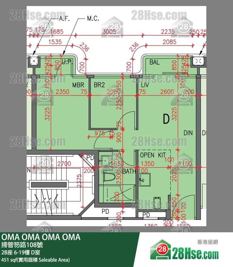 OMA OMA 2B座 18楼 D室 平面图