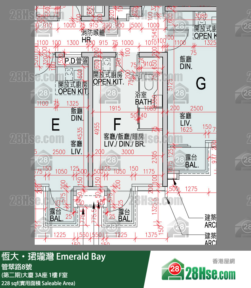 缇岸 (第二期)大厦 3A座 1楼 F室 平面图