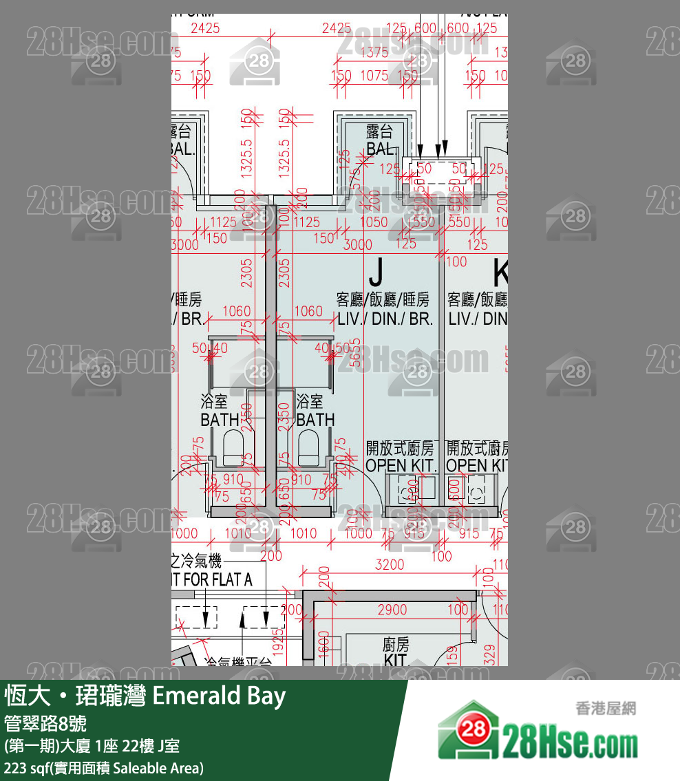 缇岸 (第一期)大厦 1座 22楼 J室 平面图