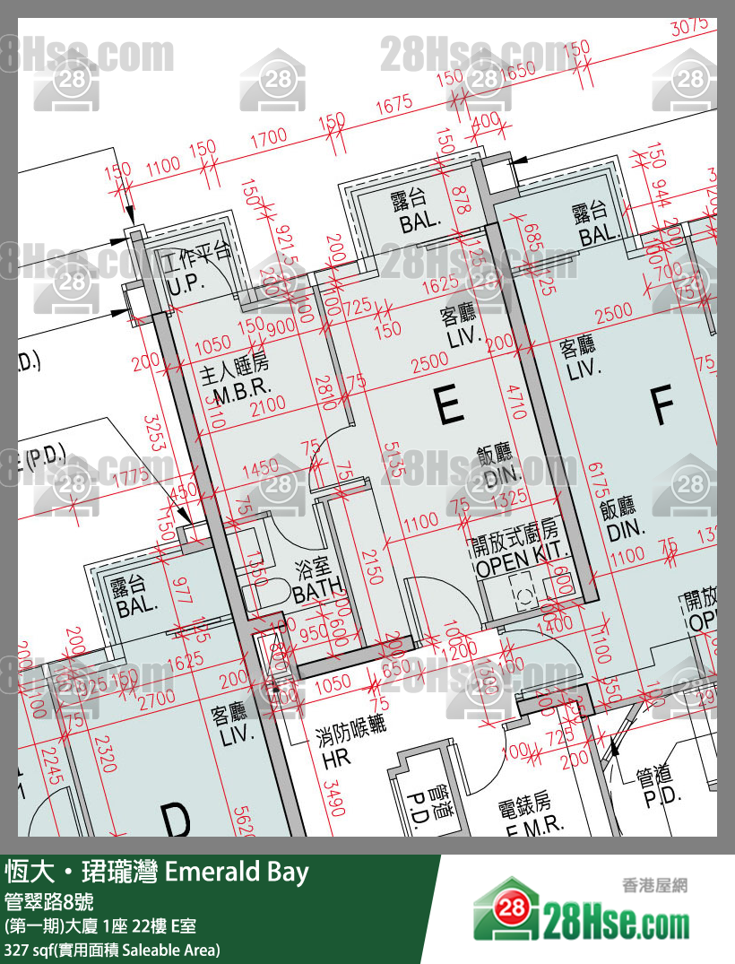 缇岸 (第一期)大厦 1座 22楼 E室 平面图