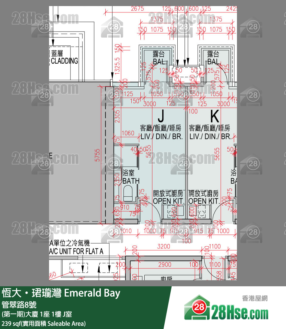缇岸 (第一期)大厦 1座 1楼 J室 平面图