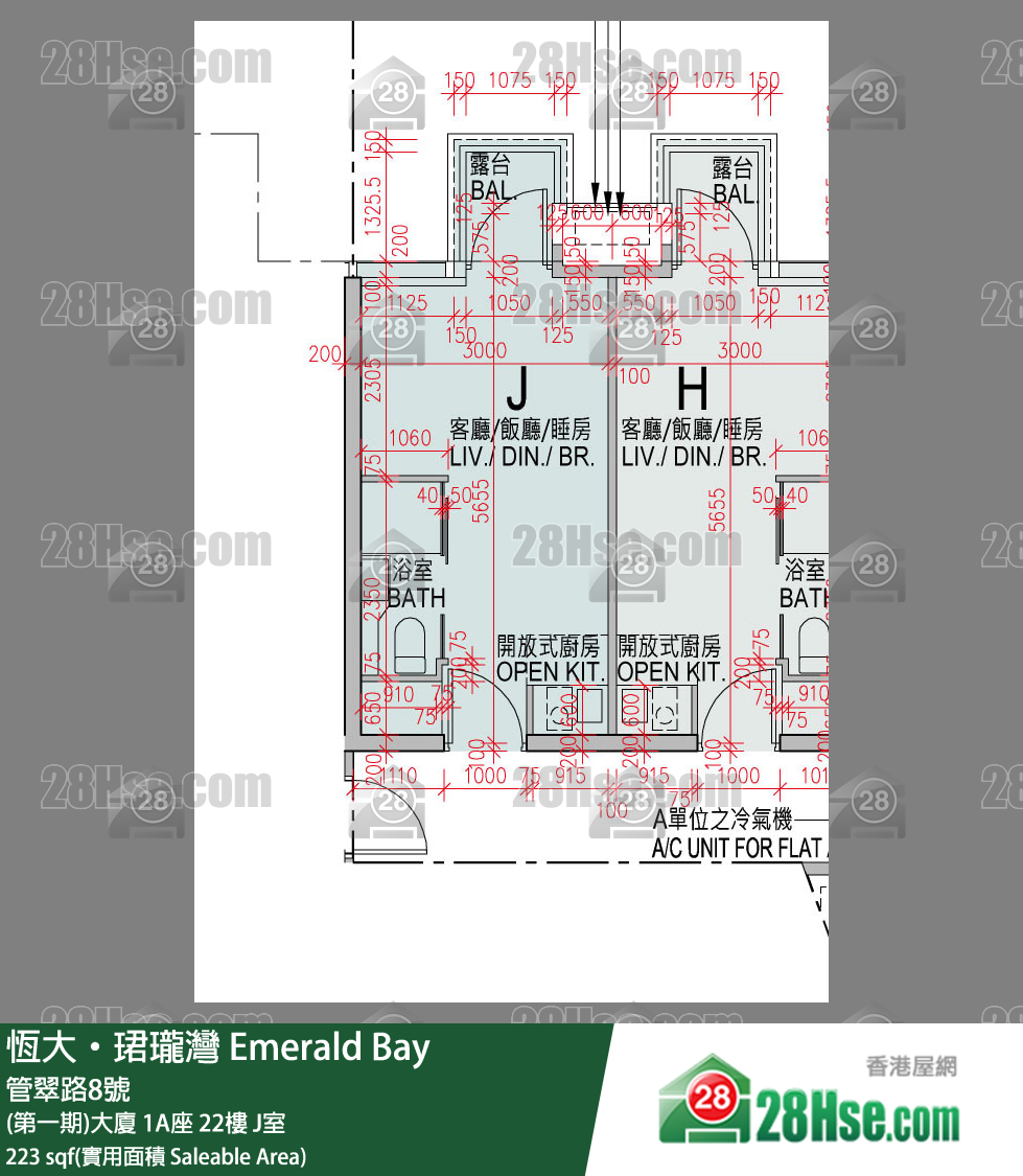 缇岸 (第一期)大厦 1A座 22楼 J室 平面图