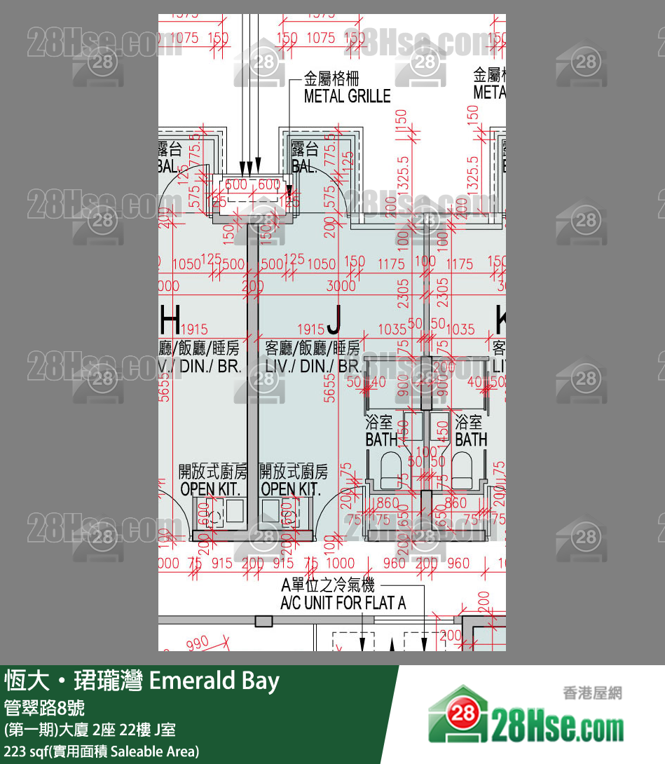 缇岸 (第一期)大厦 2座 22楼 J室 平面图